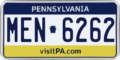 PA license plate MEN6262