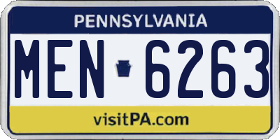 PA license plate MEN6263