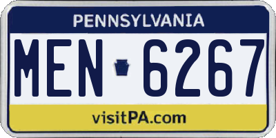 PA license plate MEN6267