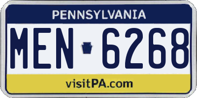 PA license plate MEN6268