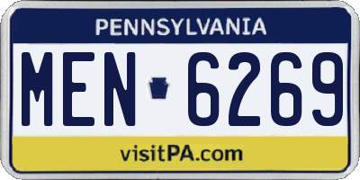 PA license plate MEN6269