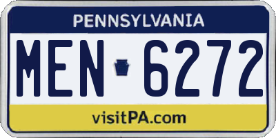 PA license plate MEN6272