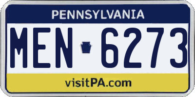 PA license plate MEN6273
