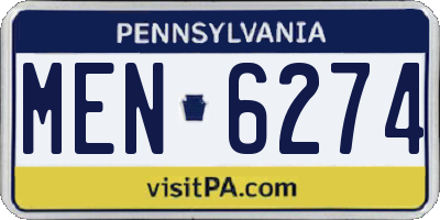 PA license plate MEN6274