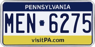 PA license plate MEN6275