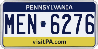 PA license plate MEN6276