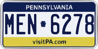PA license plate MEN6278