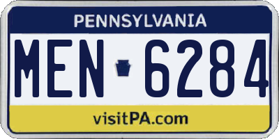PA license plate MEN6284