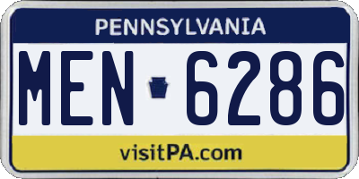 PA license plate MEN6286