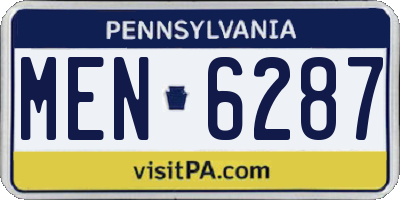 PA license plate MEN6287