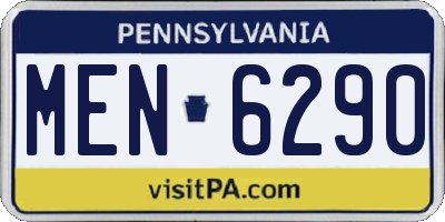 PA license plate MEN6290