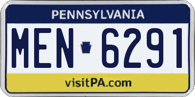 PA license plate MEN6291