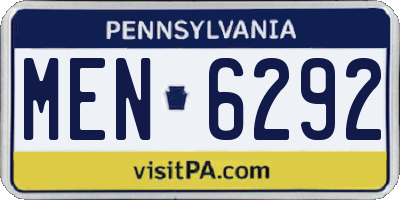 PA license plate MEN6292