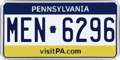 PA license plate MEN6296