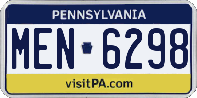 PA license plate MEN6298