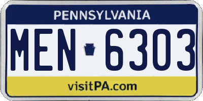 PA license plate MEN6303