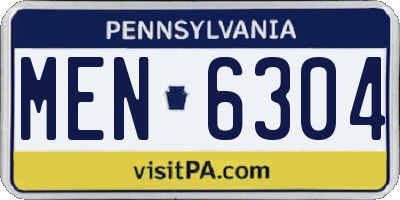 PA license plate MEN6304