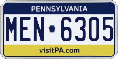 PA license plate MEN6305