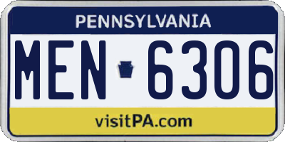 PA license plate MEN6306