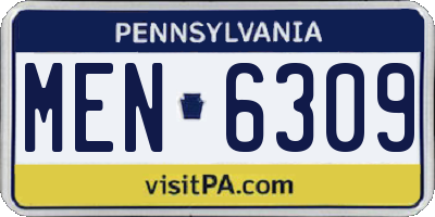 PA license plate MEN6309