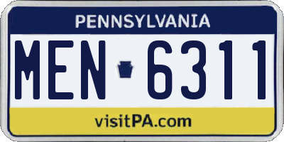 PA license plate MEN6311