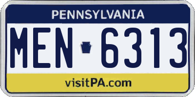 PA license plate MEN6313