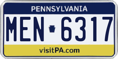 PA license plate MEN6317