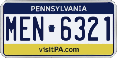PA license plate MEN6321