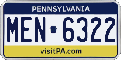 PA license plate MEN6322