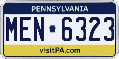 PA license plate MEN6323