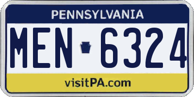 PA license plate MEN6324