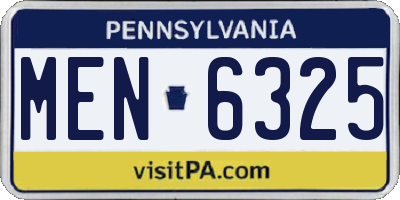 PA license plate MEN6325
