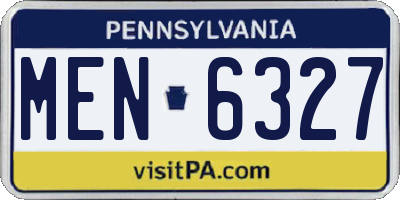 PA license plate MEN6327