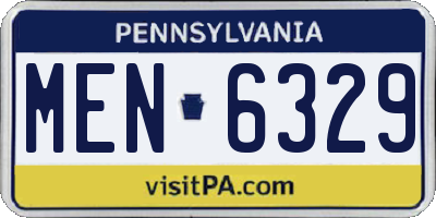 PA license plate MEN6329