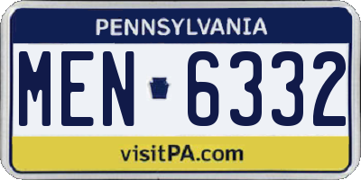 PA license plate MEN6332