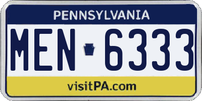 PA license plate MEN6333