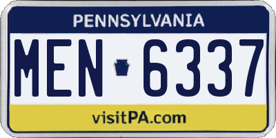 PA license plate MEN6337