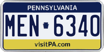PA license plate MEN6340
