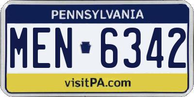 PA license plate MEN6342