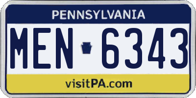 PA license plate MEN6343