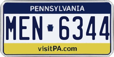 PA license plate MEN6344