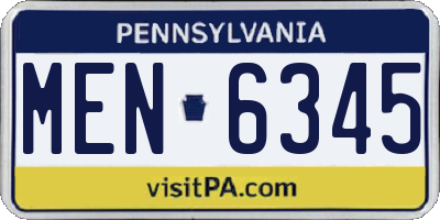 PA license plate MEN6345