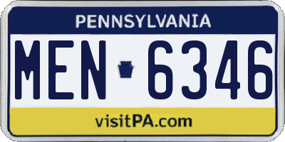 PA license plate MEN6346