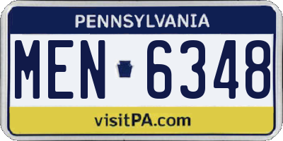 PA license plate MEN6348