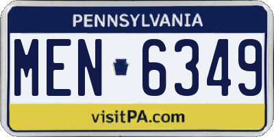 PA license plate MEN6349