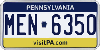 PA license plate MEN6350