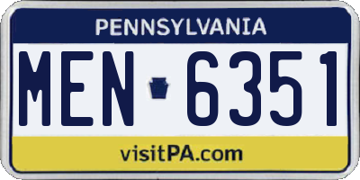 PA license plate MEN6351