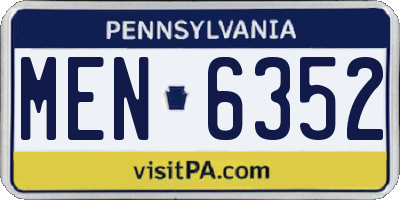 PA license plate MEN6352