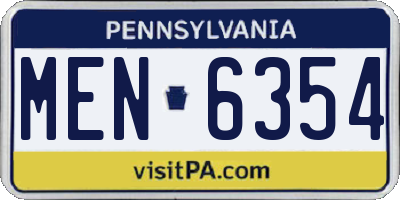 PA license plate MEN6354