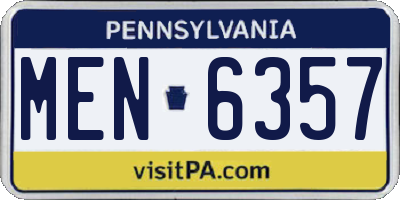 PA license plate MEN6357